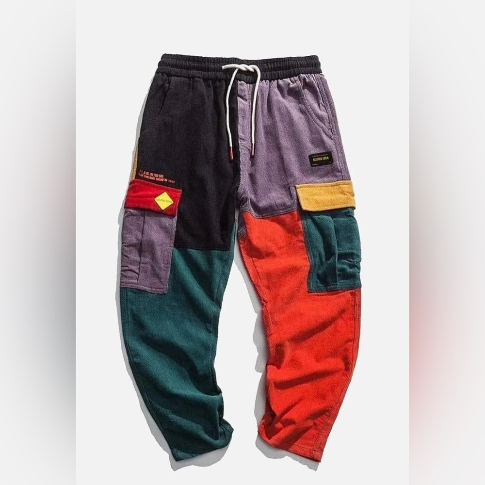 AELFRIC EDEN "BACK TO 90'S" PATCHWORK COLOR BLOCK CORDUROY PANTS